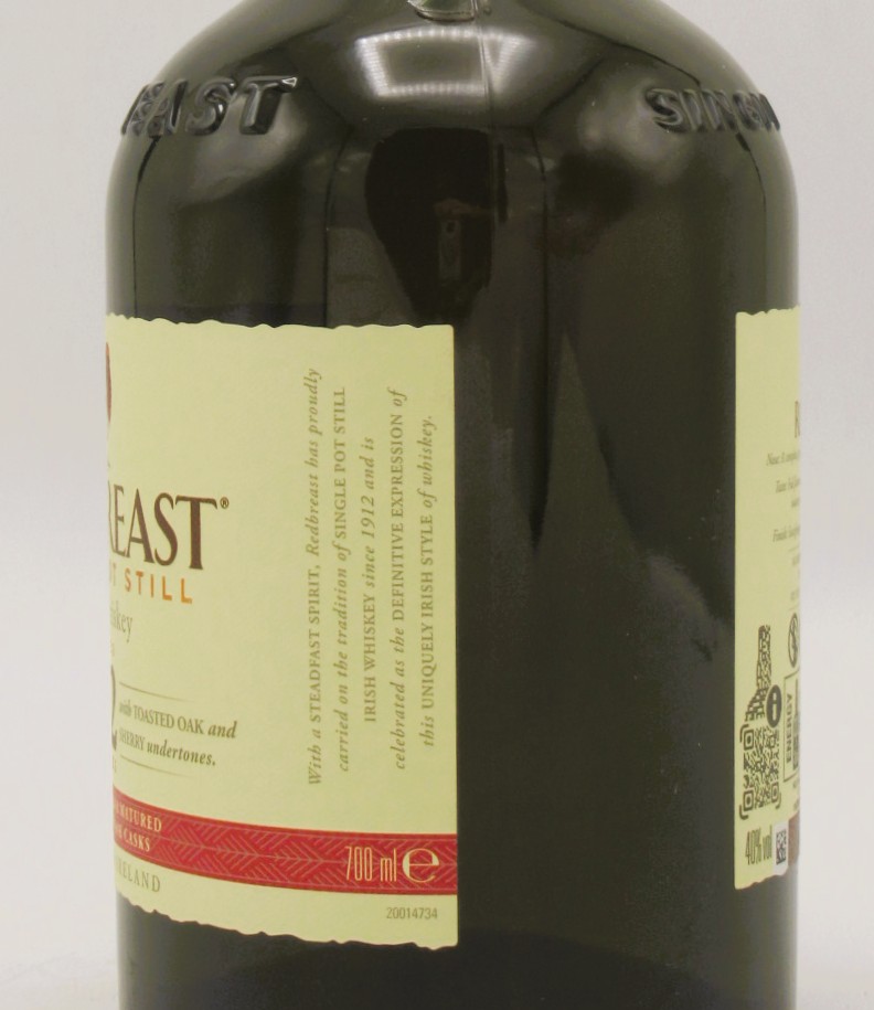 Single Pot Still Irish Whiskey The Redbreast 12 Ans