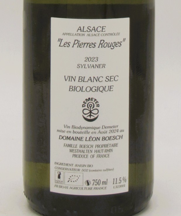 Sylvaner bio Les Pierres Rouges Domaine Leon Boesch 2023