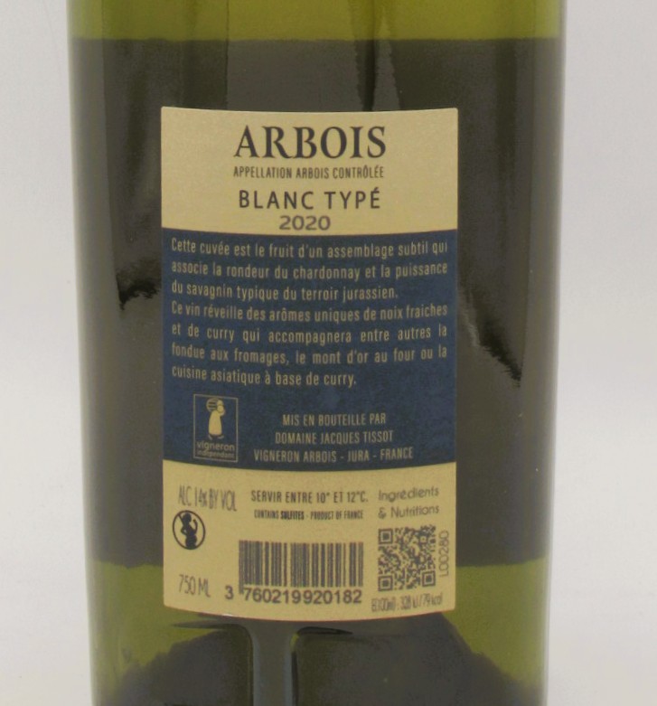 Jura Arbois Blanc Tradition Domaine Jacques Tissot 2020