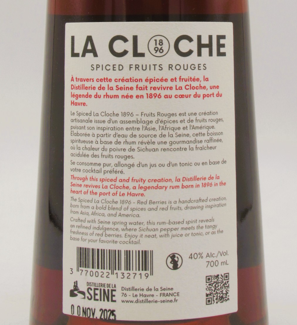 Rhum Spiced Fruits Rouges La Cloche 1896 – Distillerie de la Seine