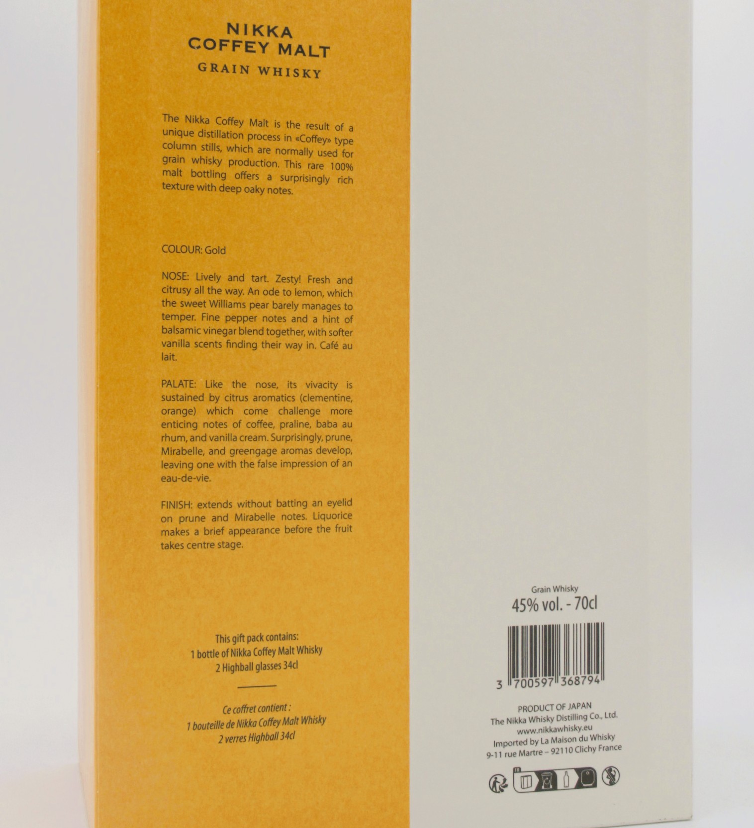 Single Grain Whisky Nikka The Coffey Malt Coffret 2 Verres