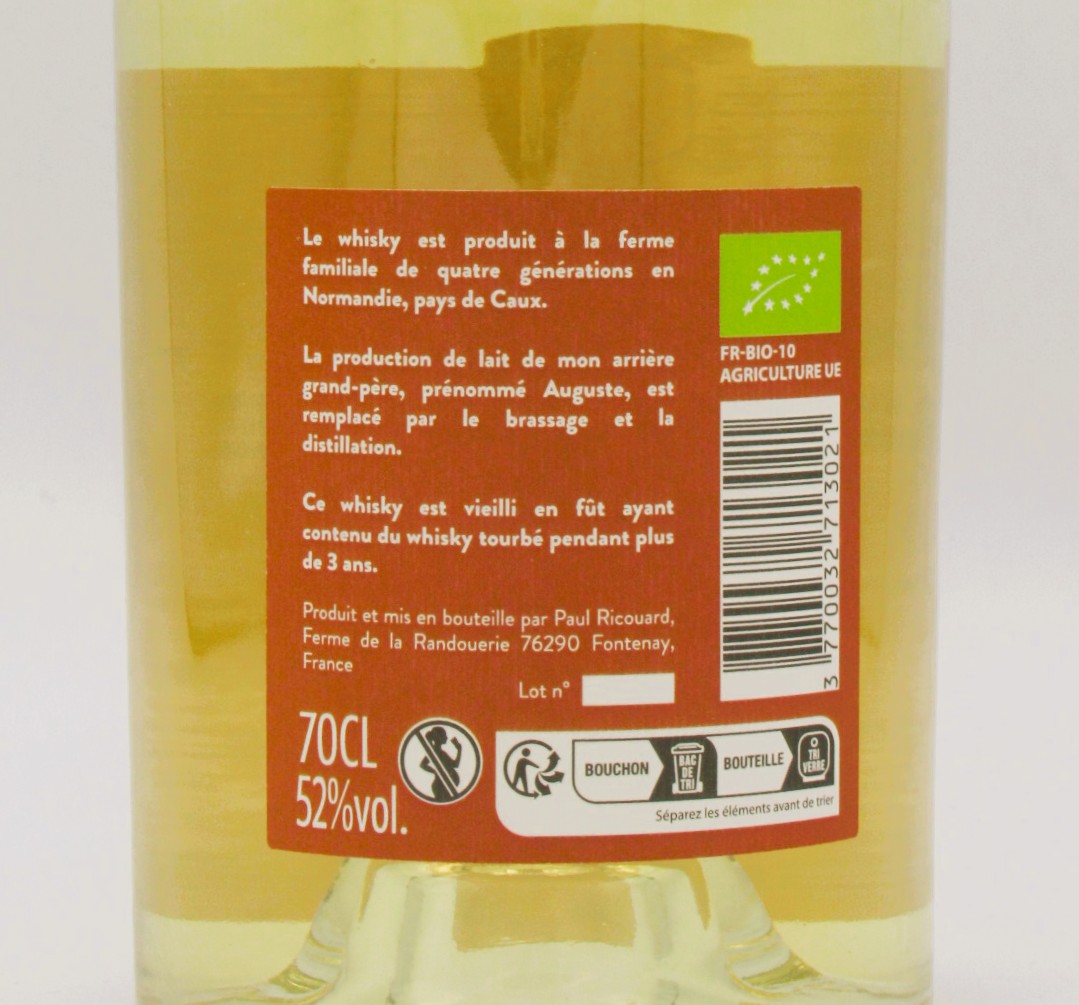 Single Malt Whisky Bio Auguste Ricouard Tourbé