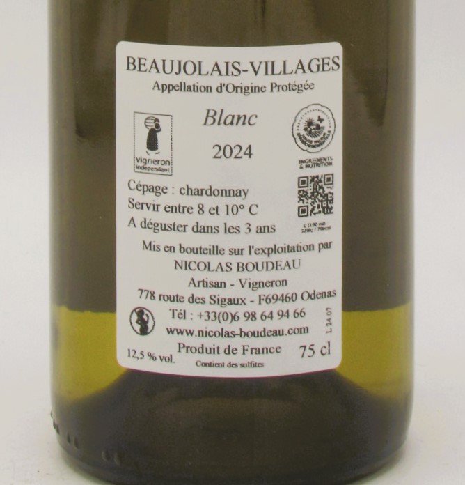 Beaujolais Village Blanc Domaine Nicolas Boudeau 2024