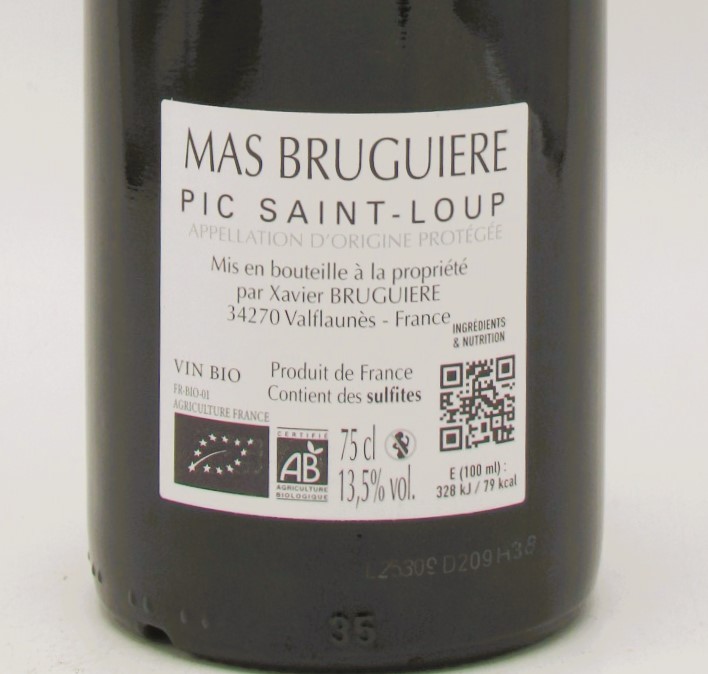 Pic Saint Loup bio L'Arbouse Mas Bruguière 2024