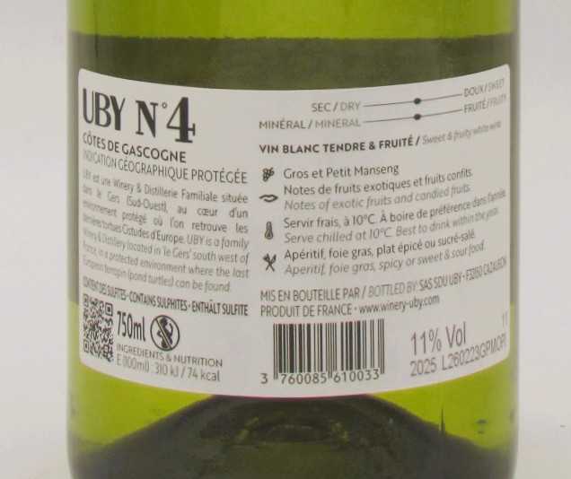 Cotes de Gascogne Moelleux Domaine Uby N°4 2025