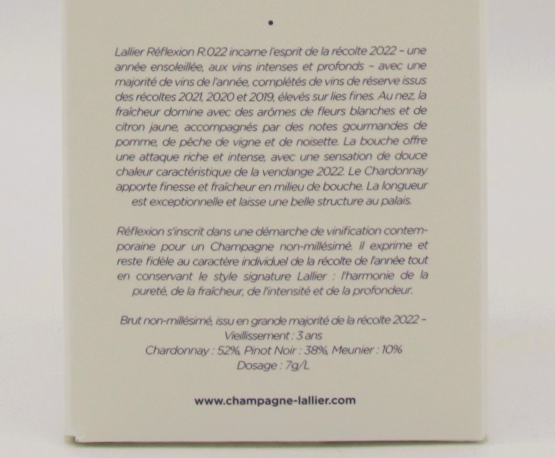 Champagne brut Reflexion R.022 Lallier