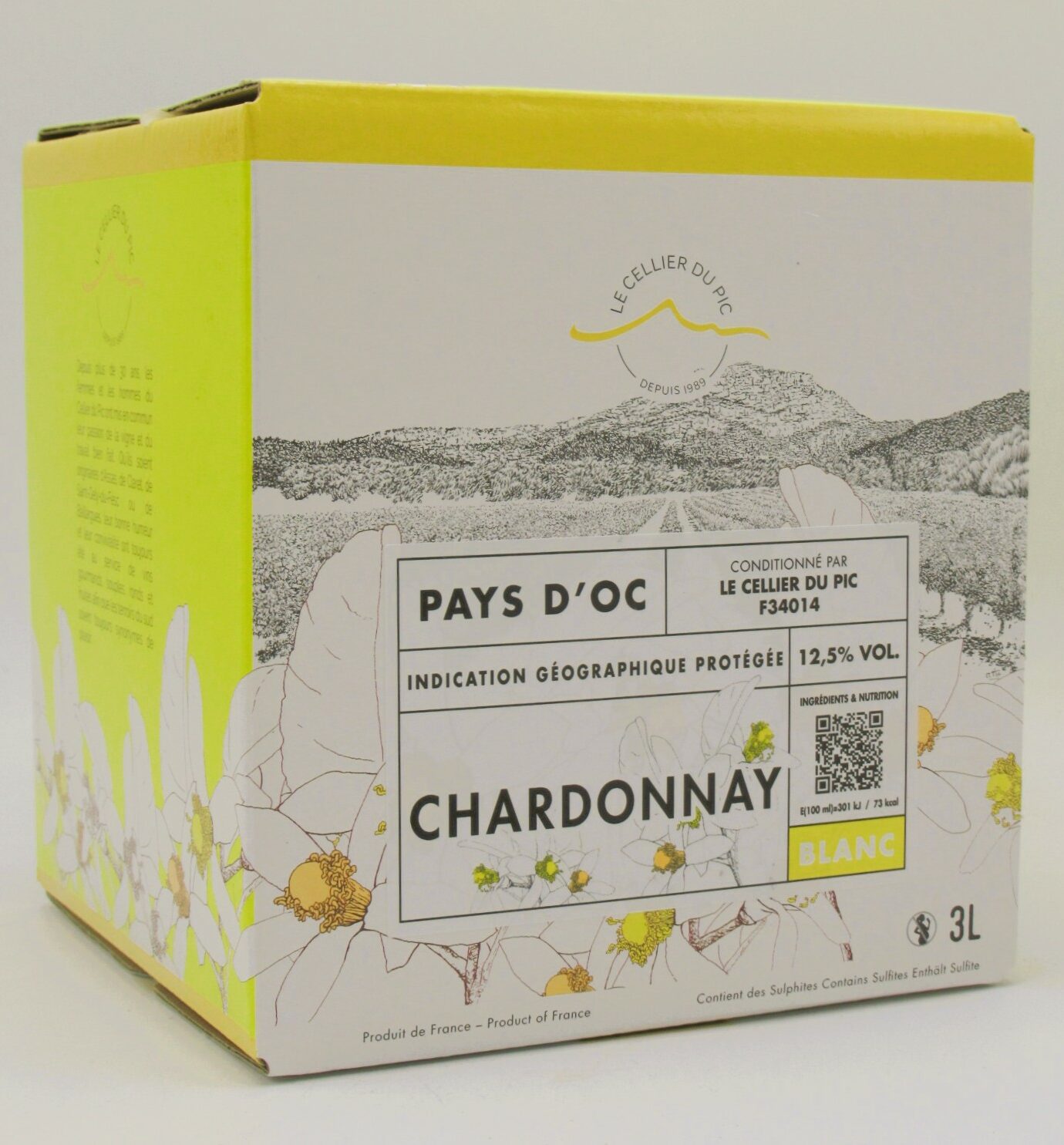 IGP Pays d'Oc Chardonnay Cellier du Pic 3 Litres