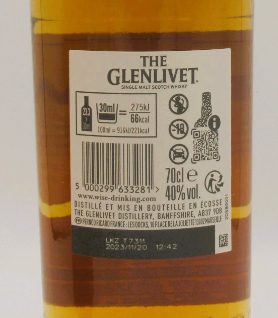 Single Malt Scotch Whisky The Glenlivet 13 Ans First Fill
