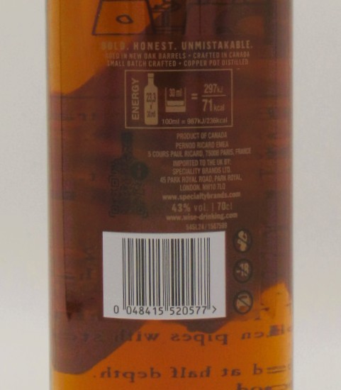 Whisky Canadien 100% Rye Lot N°40