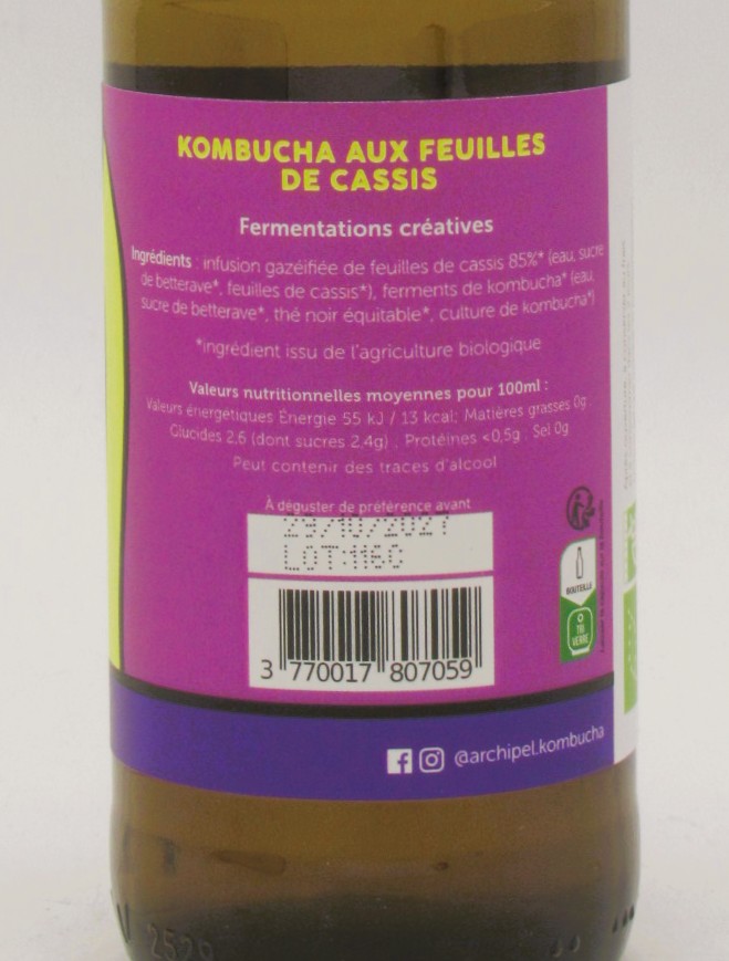 Archipel Kombucha bio Feuilles de Cassis