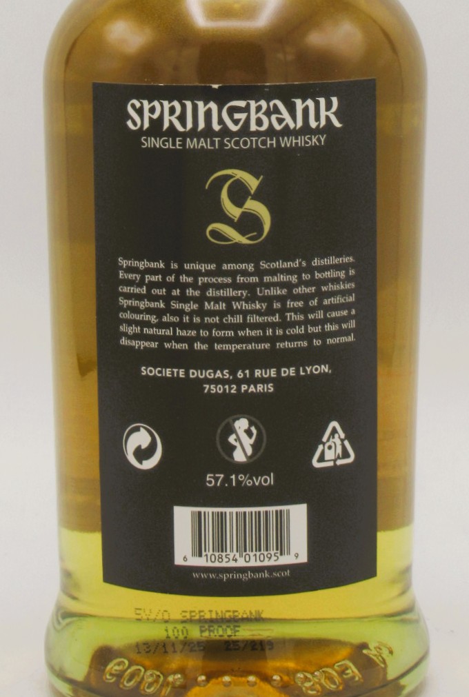 Single Malt Scotch Whisky The Springbank 5 Ans 100 Proof