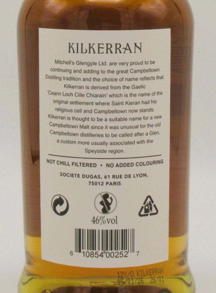 Single Malt Whisky Kilkerran 12 Ans