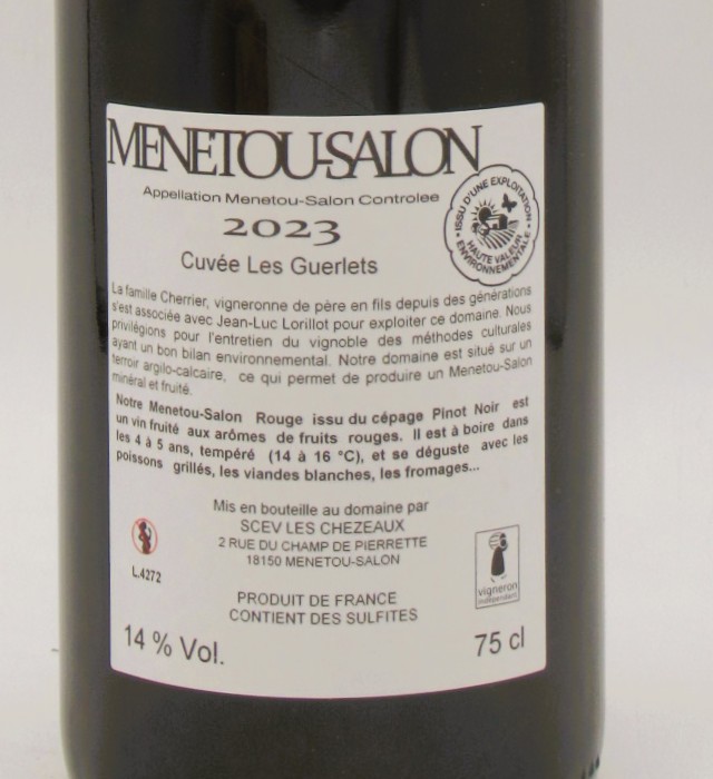 Menetou Salon Rouge Les Guerlets Domaine du Loriot 2023