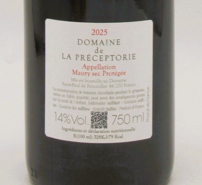 Maury Sec Copain Comme Cochon Domaine de la Préceptorie 2025