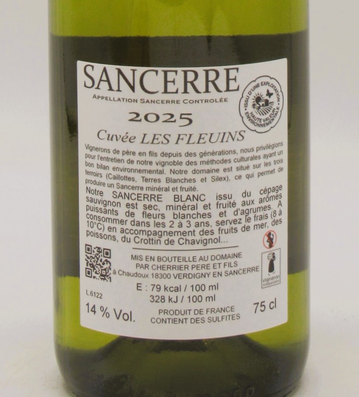 Sancerre Blanc Cuvée Les Fleuins Domaine Cherrier 2025