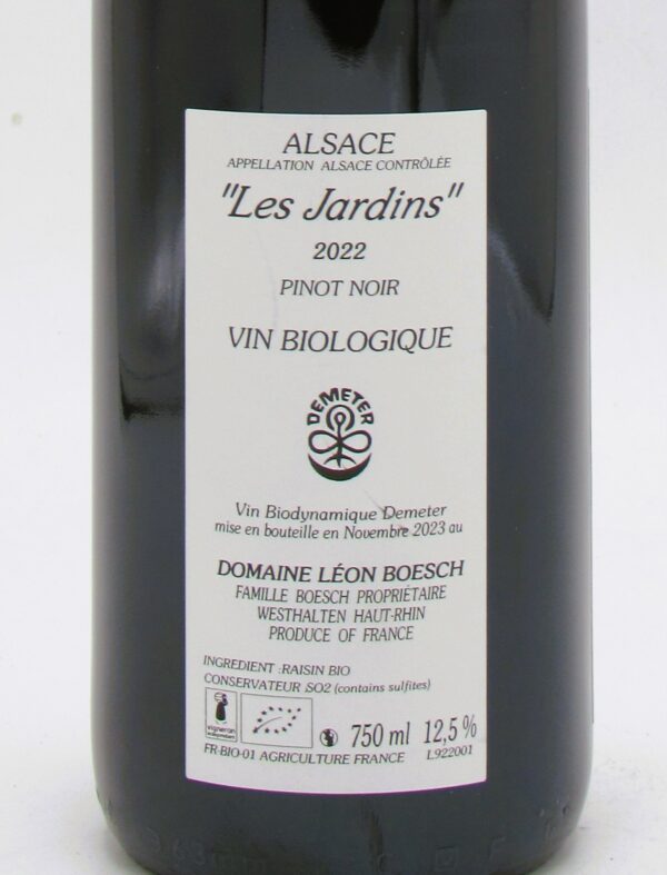 Alsace Pinot Noir bio Les Jardins Domaine Leon Boesch 2022