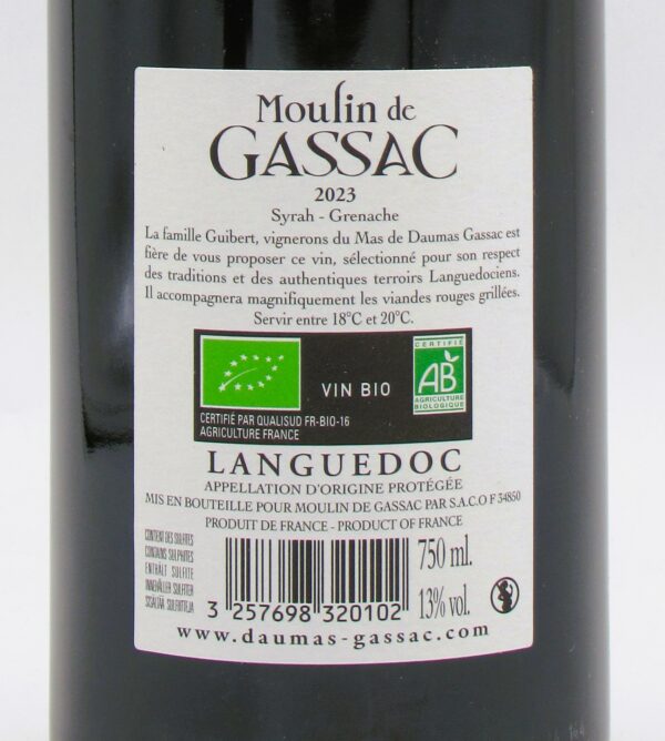 AOP Languedoc Rouge Bio Terra Moulin de Gassac 2023