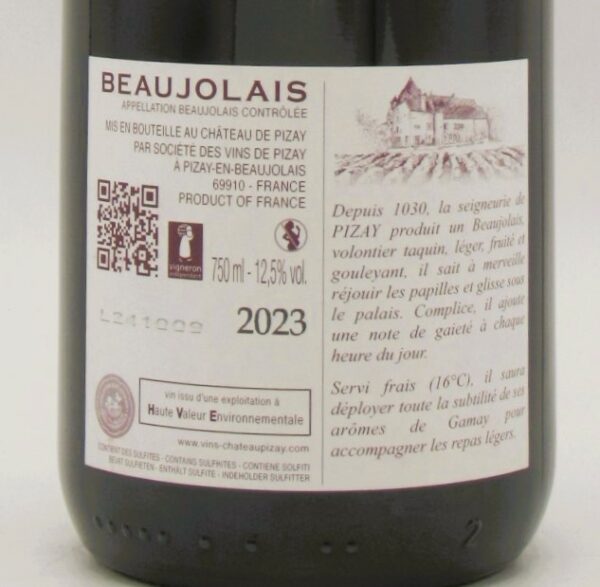 Beaujolais rouge Château de Pizay 2023