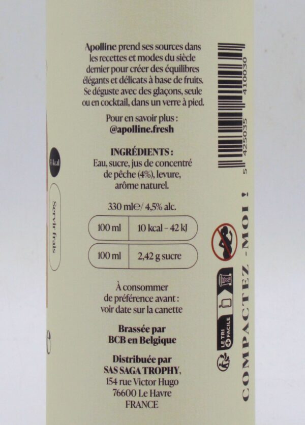 Apolline Boisson Naturelle de Fruits Fermentés Pêche