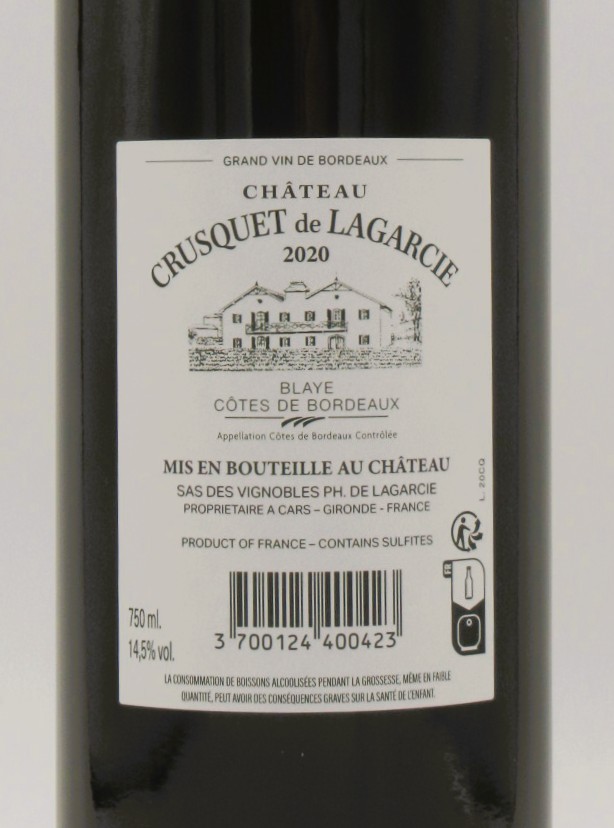 Cotes de Blaye Chateau Crusquet de Lagarcie 2020