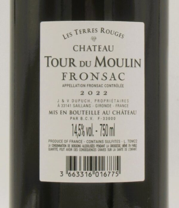 Fronsac Chateau Tour du Moulin Les Terres Rouges 2022