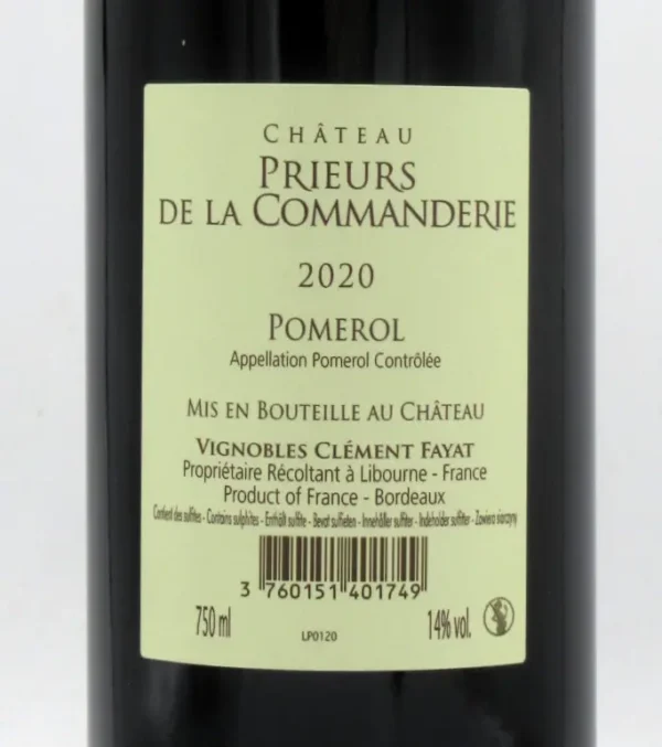 Pomerol Chateau Prieurs de La Commanderie 2020
