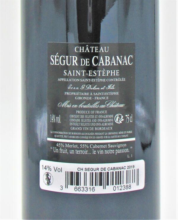 Saint Estèphe Chateau Segur de Cabanac 2019