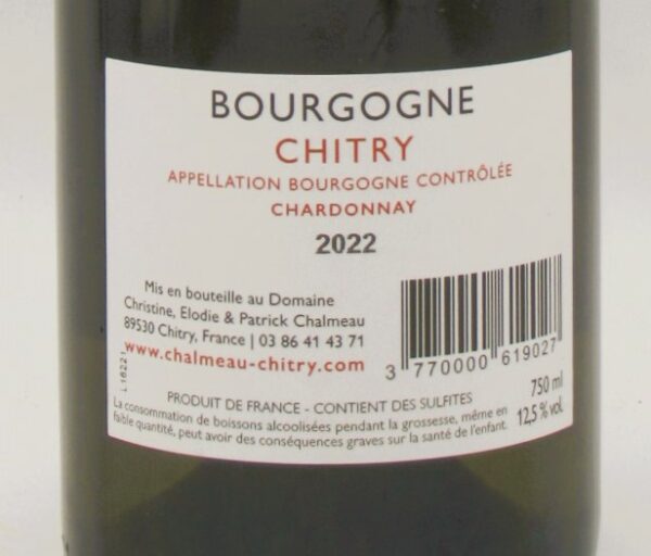 Bourgogne Blanc Chitry Domaine Elodie Chalmeau 2022