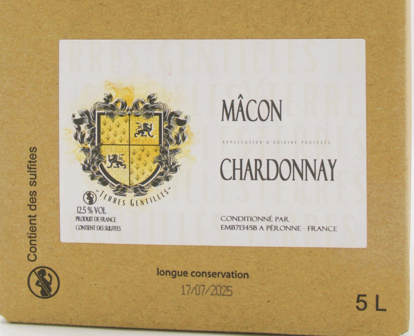 Macon Chardonnay Domaine Terres Gentilles 5 litres