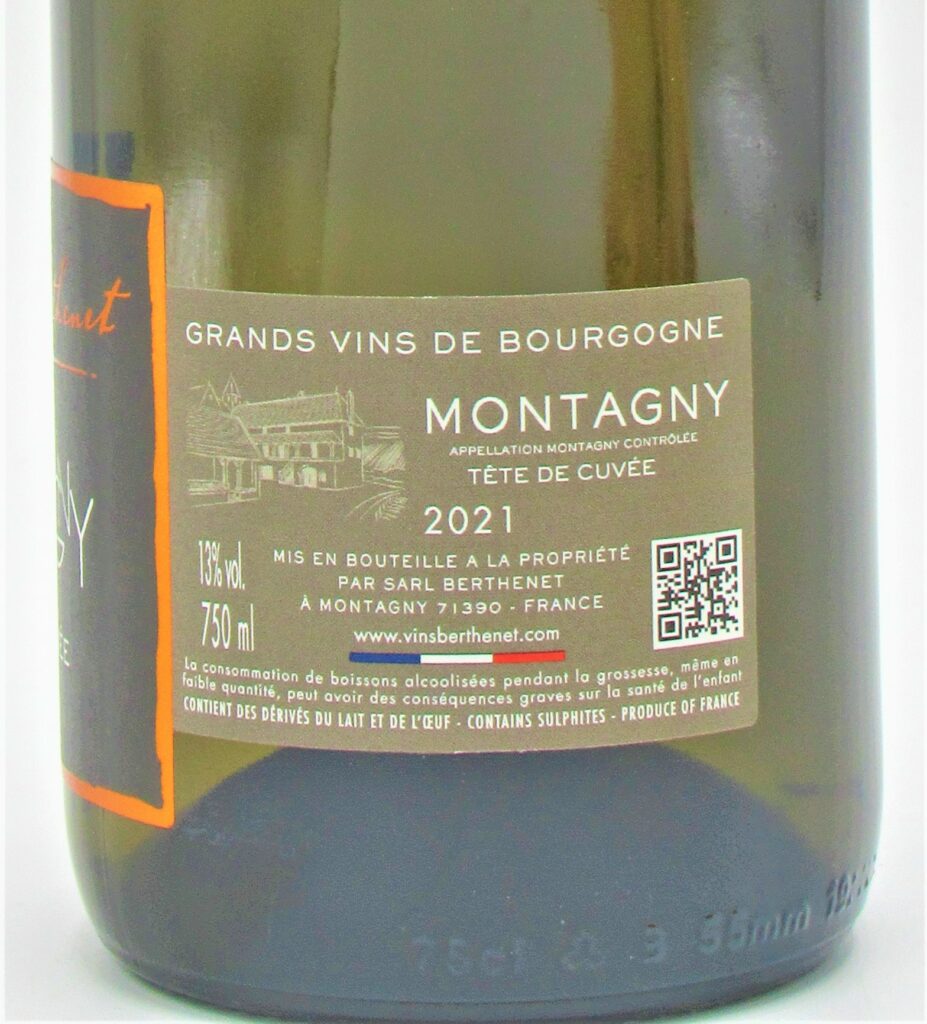 Montagny Tête De Cuvée Domaine Berthenet 2021 - La Cave Saint-Vincent