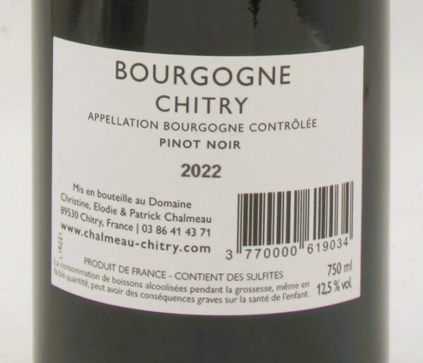 Bourgogne rouge Chitry Domaine Elodie Chalmeau 2022