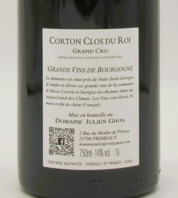 Corton Grand Cru Clos du Roi Domaine Julien Gros 2018
