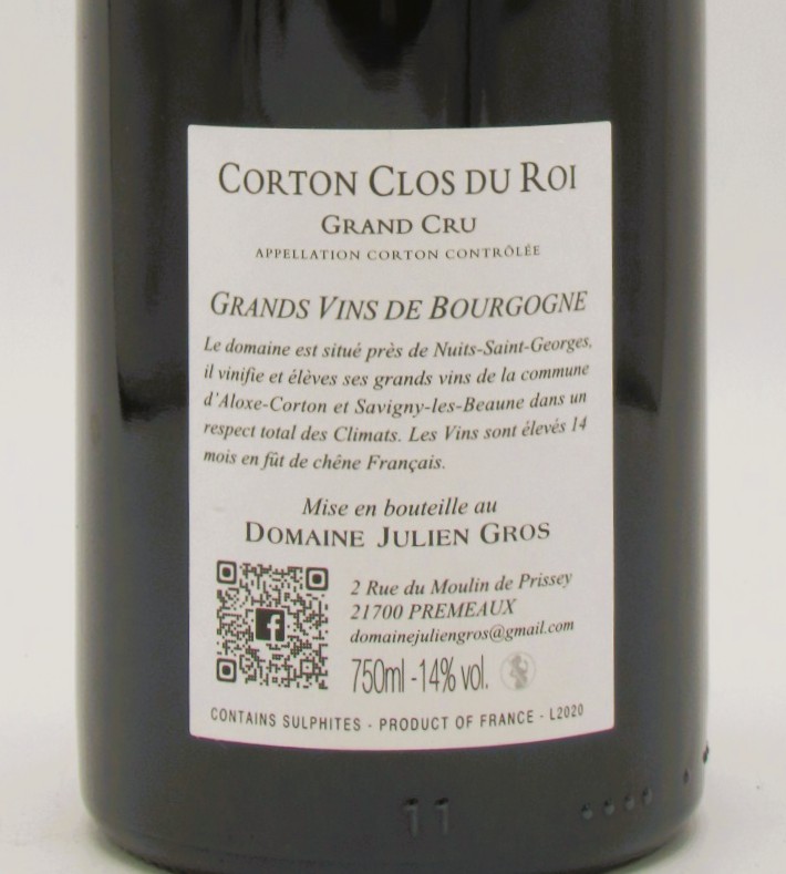 Corton Grand Cru Clos du Roi Domaine Julien Gros 2018