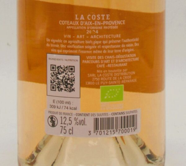 Coteaux d’Aix en Provence bio Rosé d’une Nuit Chateau La Coste 2024