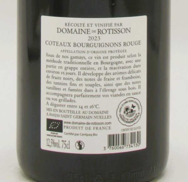 Coteaux Bourguignons Bio De l’Amour et du Vin Domaine de Rotisson 2023