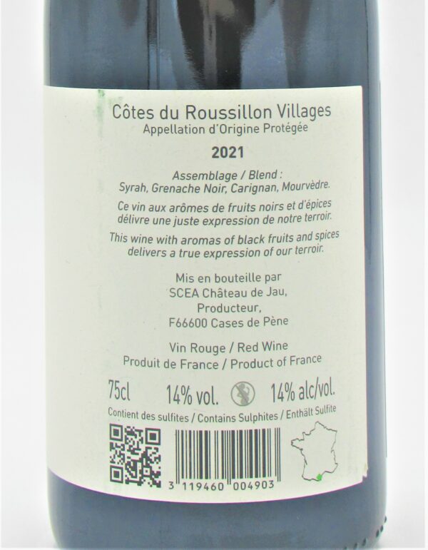 Cotes du Roussillon Village rouge Bio Chateau de Jau 2021