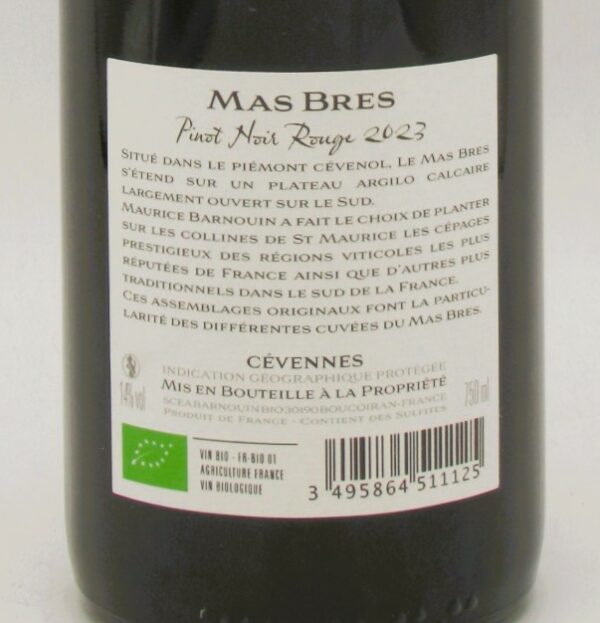 IGP des Cévennes bio Pinot Noir Mas Bres 2023