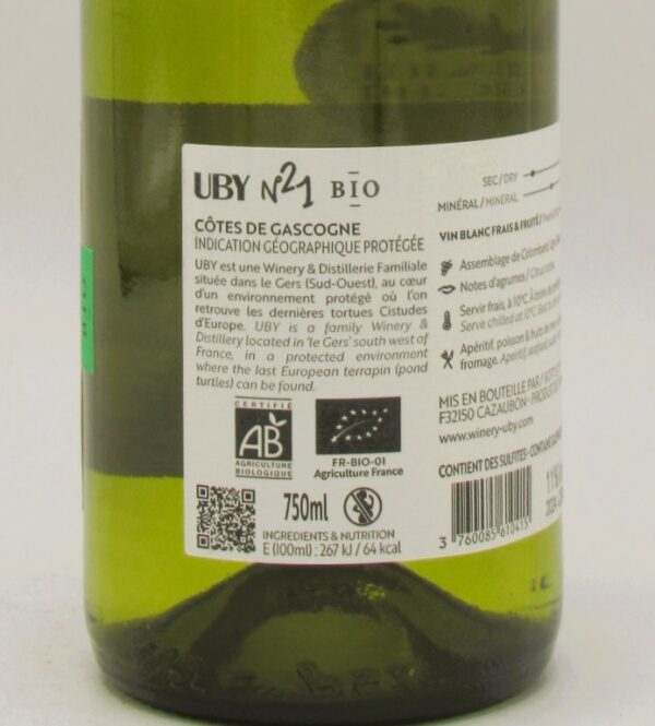 IGP Côtes De Gascogne Blanc Sec Bio N°21 Domaine Uby 2024