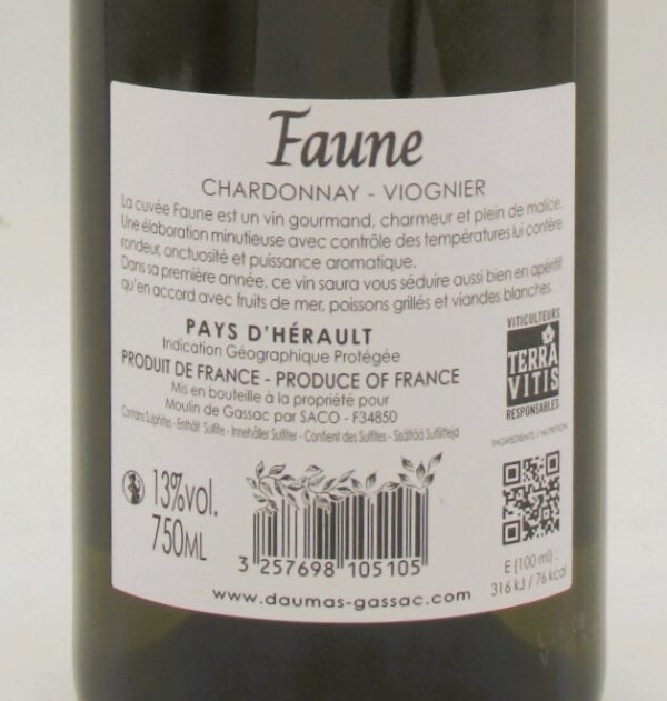 IGP de l’Herault Blanc Faune Moulin de Gassac 2024