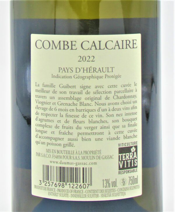 IGP de l'Herault Blanc Combe Moulin de Gassac 2022