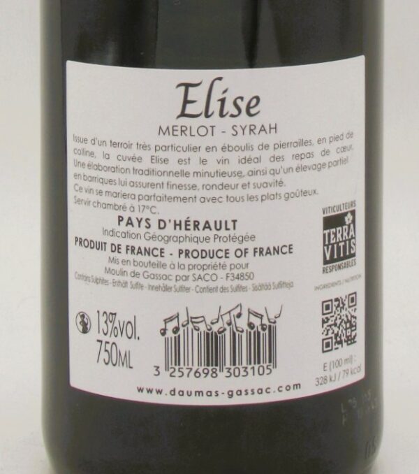 IGP de l’Herault Rouge Elise Moulin de Gassac 2024