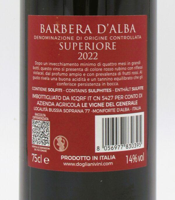 Barbera d'Alba Superiore Il Generale Dogliani 2022