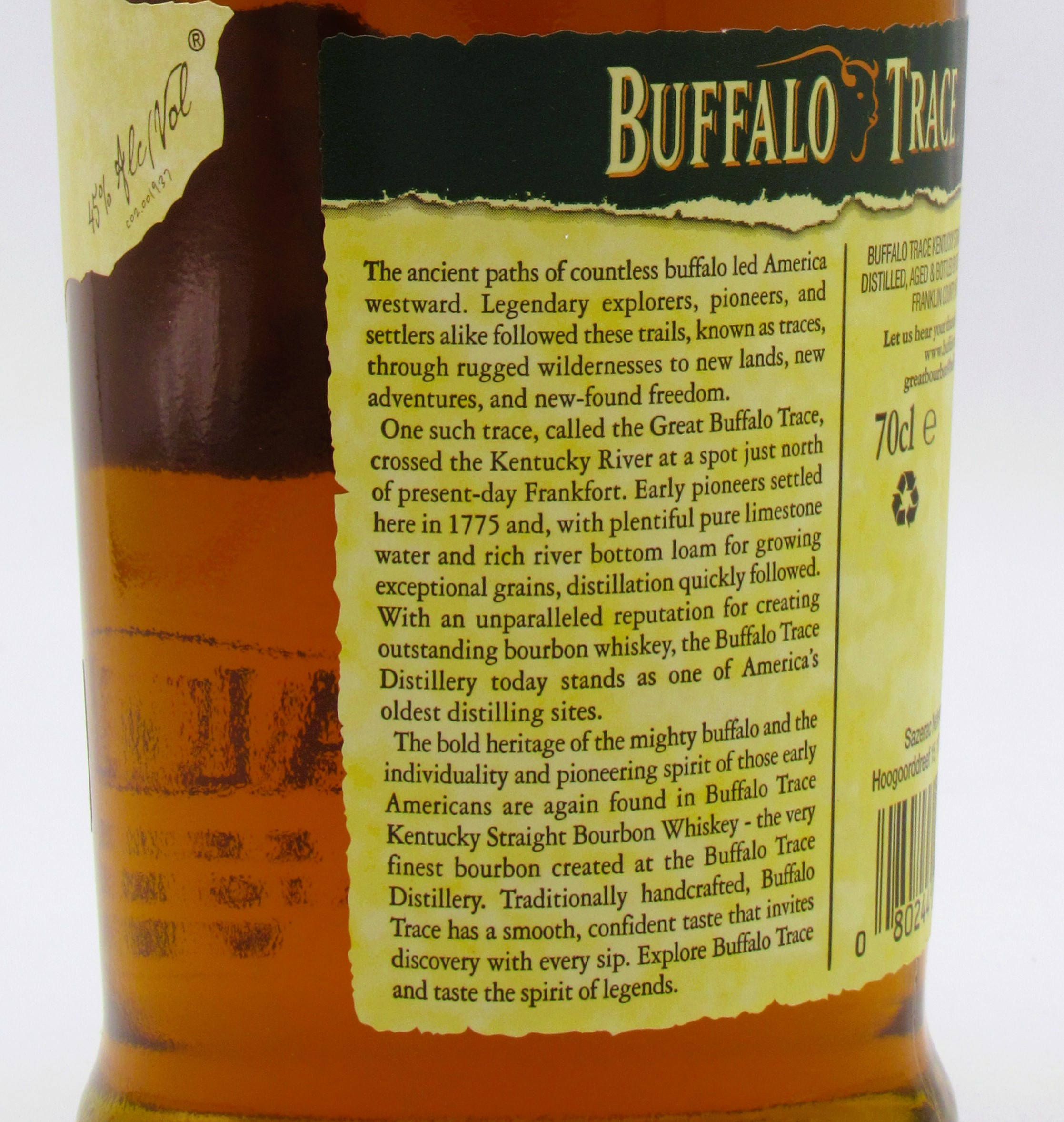 Kentucky Straight Bourbon Buffalo Trace 45° - La Cave Saint-Vincent