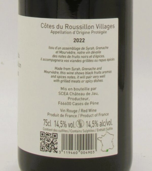 Cotes du Roussillon Village rouge Bio Chateau de Jau 2022