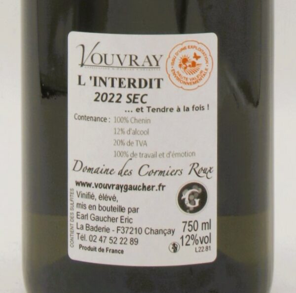 Vouvray L'Interdit Domaine des Cormiers Roux 2022