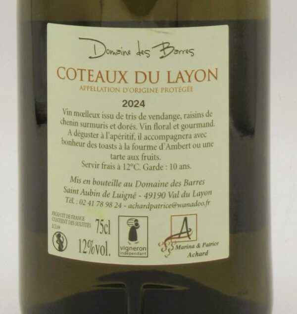 Coteaux du Layon Domaine des Barres 2024