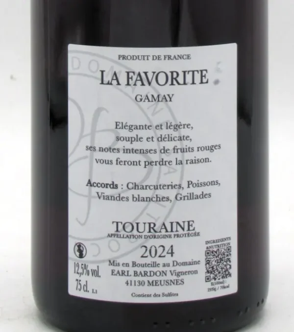 Touraine Gamay La Favorite Domaine Bardon 2024