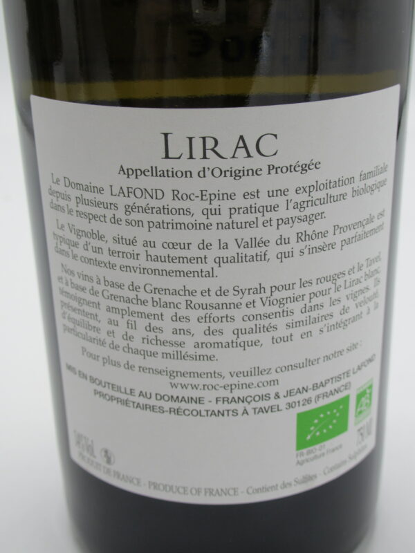 Lirac bio Blanc Domaine Lafond Roc Epines 2020