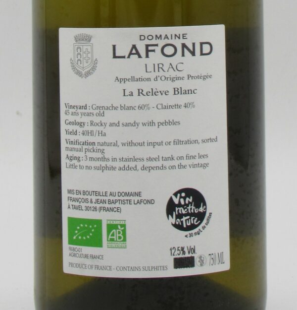 Lirac Bio Blanc La Relève Domaine Lafond 2023