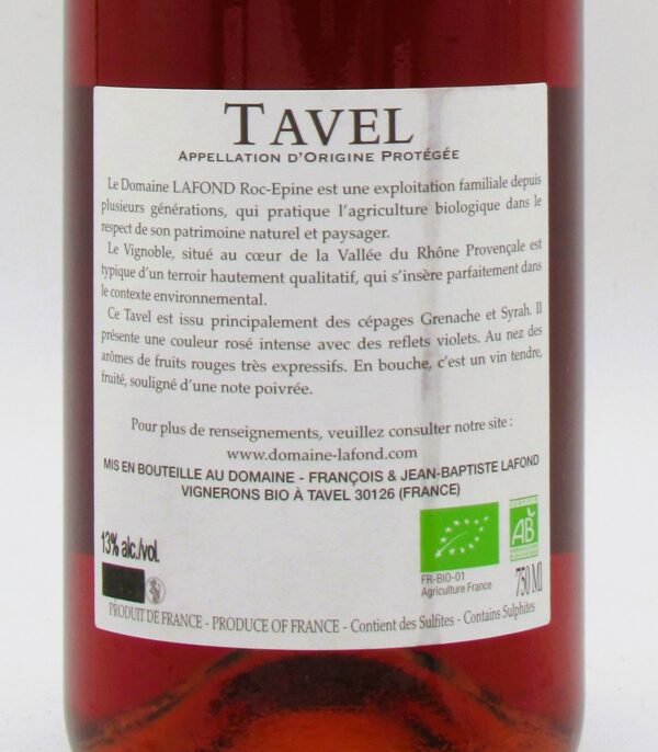 Tavel bio Roc Epine Domaine Lafond 2023